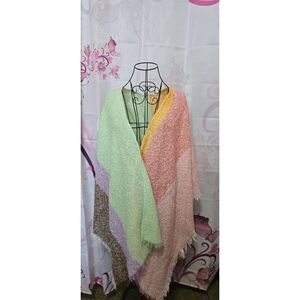 One Size Pastel Multi Color Soft Wrap Shawl Perfect for Spring